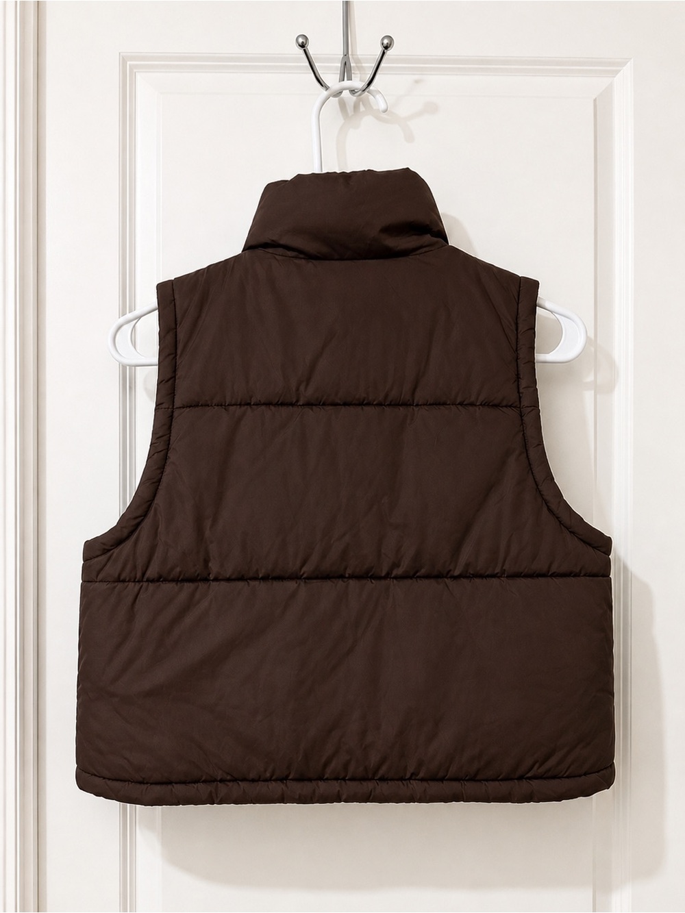 Brown Cropped Puffer Vest | High Neck Zip Up | Trendy Fall/Winter - Picture 2 of 4